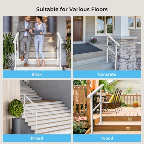 Outdoor Step Handrail, Heavy Duty Metal Railing for Wooden or Concrete Steps M966036