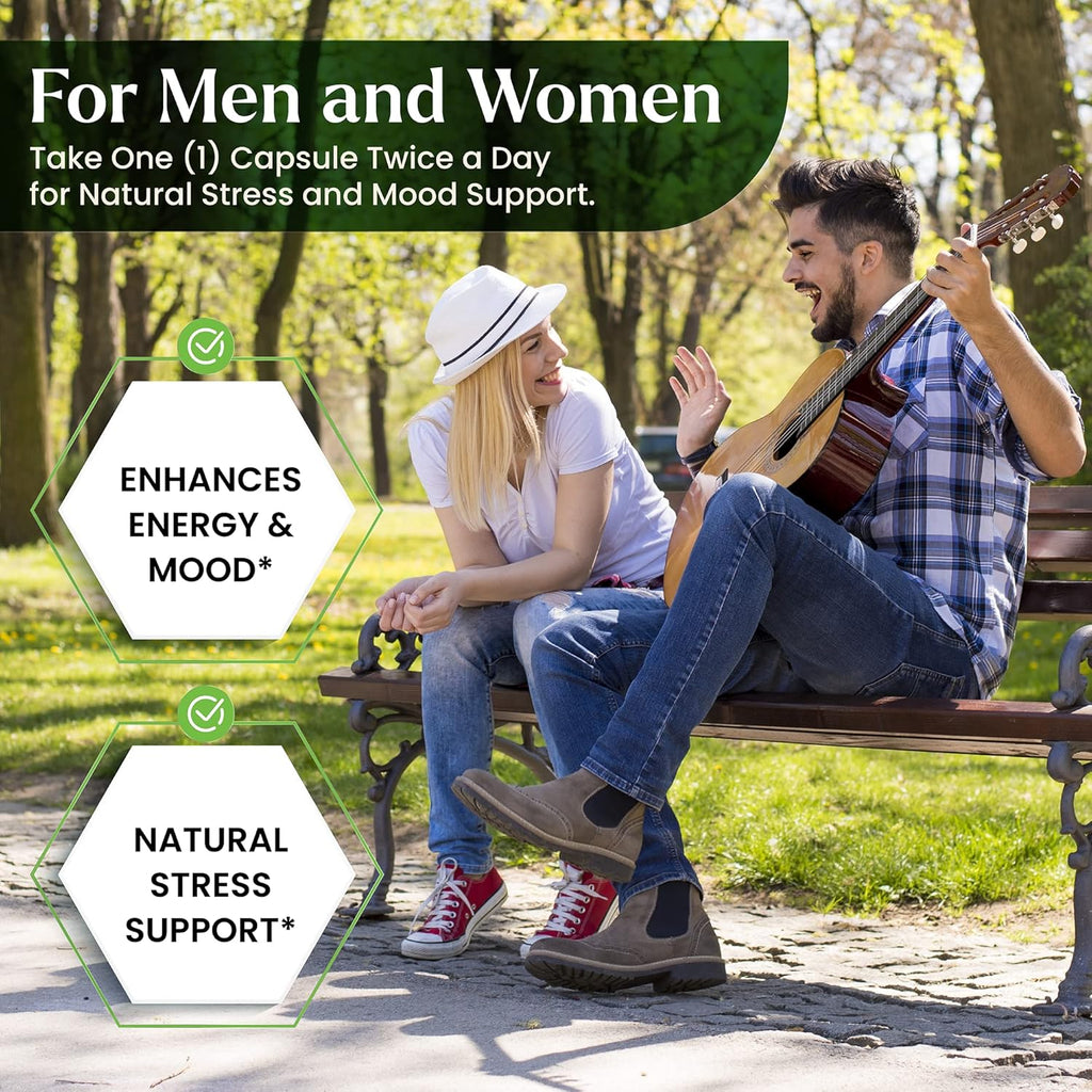 Ashwagandha with Black Pepper Supplement, Non-GMO, Gluten-Free, 60 Vegan Capsules F5710