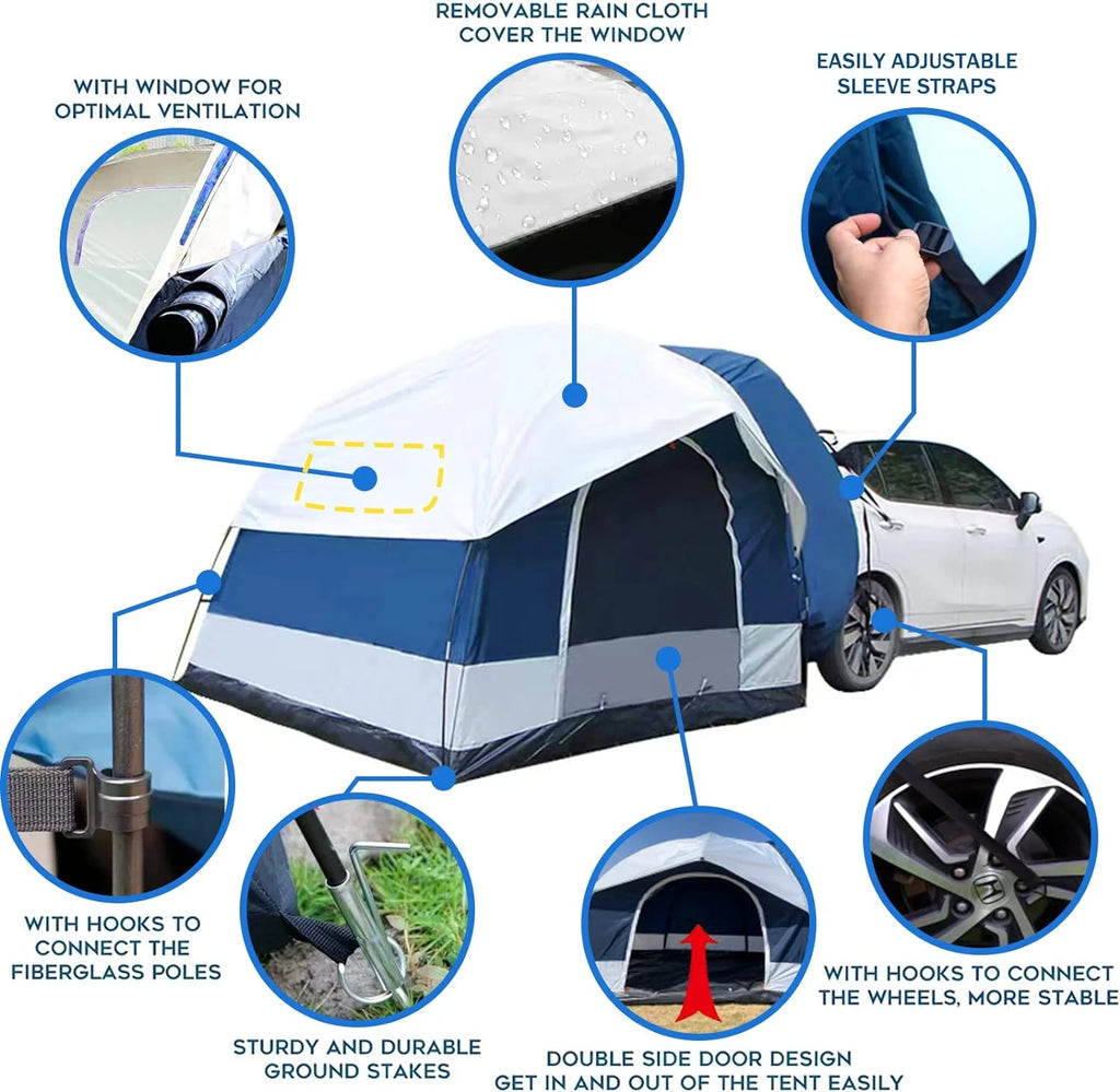 SUV Tent Attachment for Camping, 6-8 Person, with Rainfly and Storage Bag Q374980