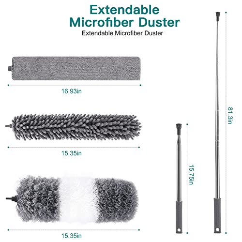 Microfiber Feather Duster Kit with Extendable Bendable Pole X902