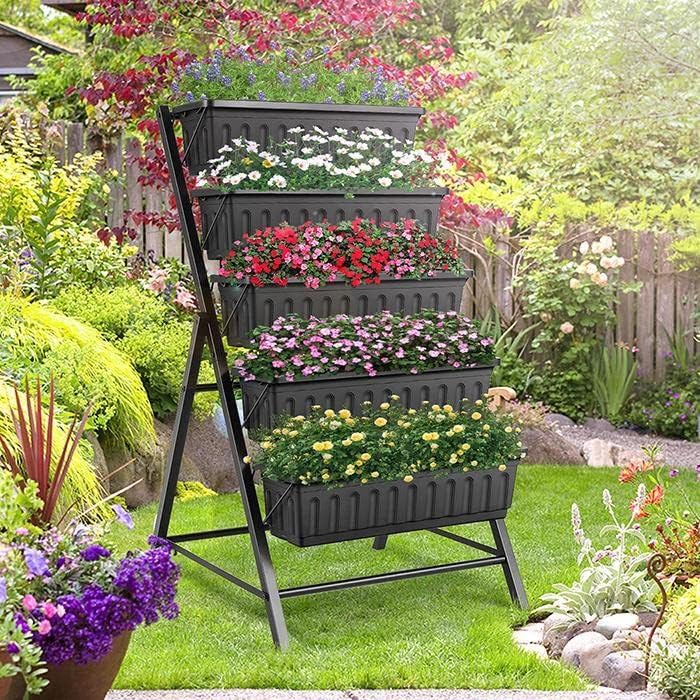 Vertical Raised Garden Bed, 5 Tiers Planter Box with Drainage System A10981