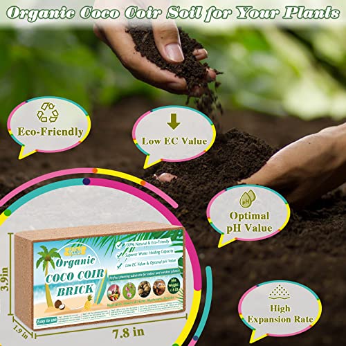 Organic Coconut Coir Brick Compressed Potting Soil for Plants Flowers Reptiles X914