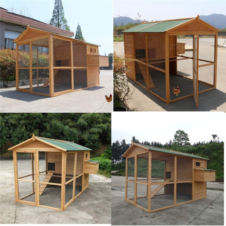 Green waterproof cedar chicken coop B92877
