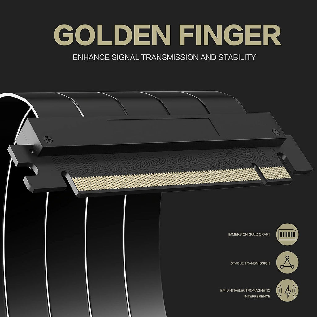 PCIE 4.0 16x Shielded Riser Cable for GPU Extension Card, Right Connector 20cm W3262