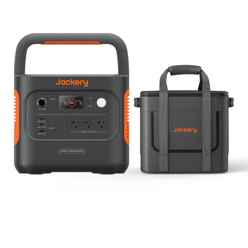 Jackery Explorer 2000 v2 Portable Power Station, 2042Wh LiFePO4 Home Backup Battery, 2200W Solar Generator, USB-C PD 100W Fast Charging for Emergencies, Power Outages, Camping(Solar Panel Optional) - Radiant Selections