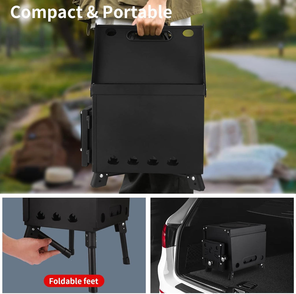 Portable Wood Burning Stove with Chimney Pipe for Tent Camping E956