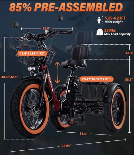 Adult Electric Tricycle 3 Wheel Bike Q8526