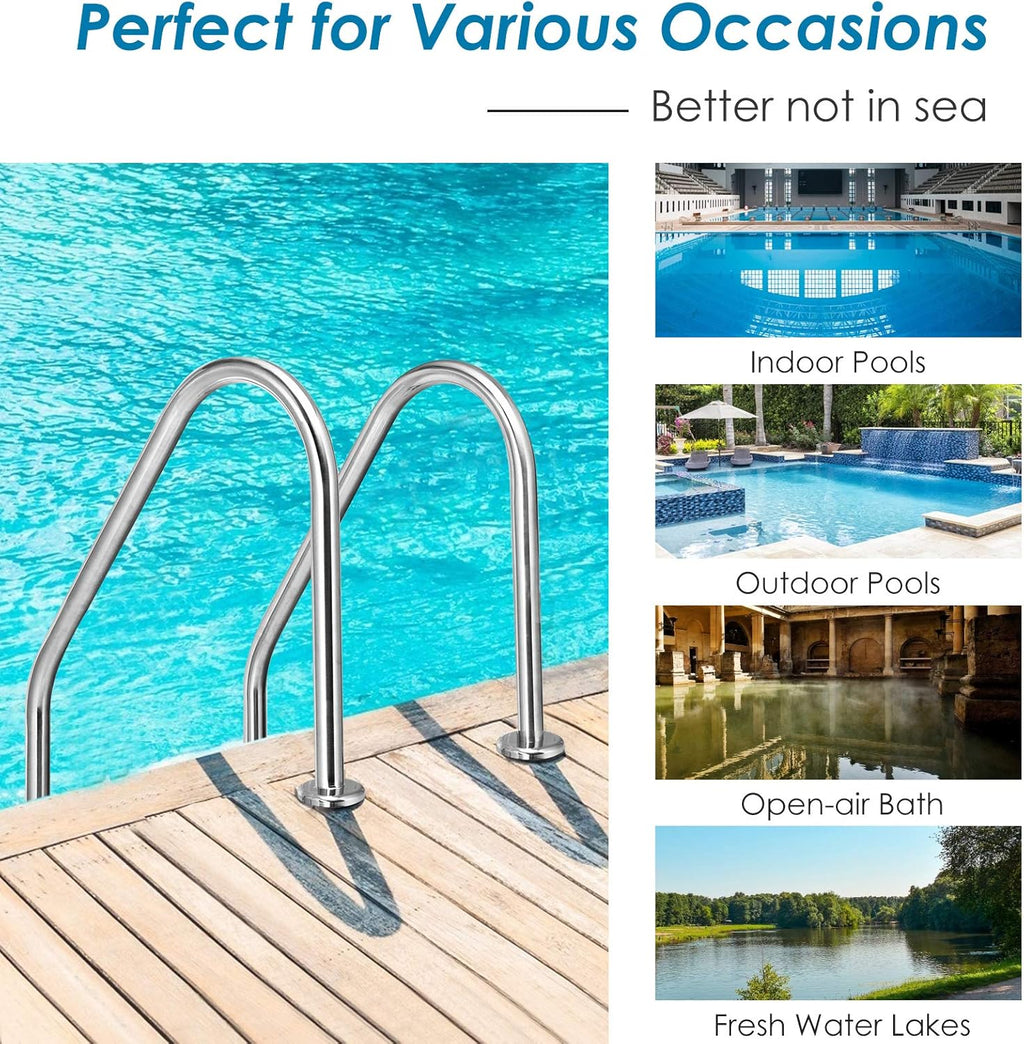 Swimming Pool Ladder, Inground 2-Step Non-Slip Stainless Steel Y828424