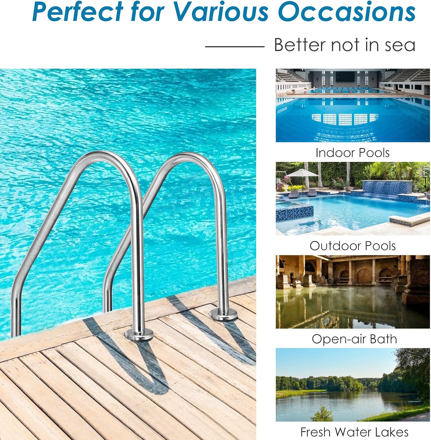 Swimming Pool Ladder, Inground 2-Step Non-Slip Stainless Steel Y828424