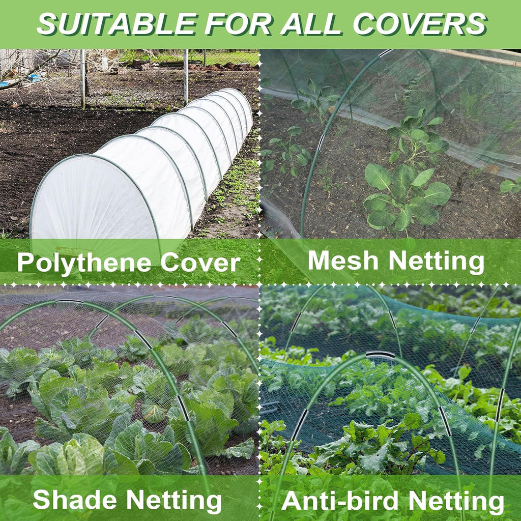 Garden Hoops Grow Tunnel, 8 FT Long Greenhouse Hoops for Raised Beds, 36 Pcs Fiberglass Frame A25542