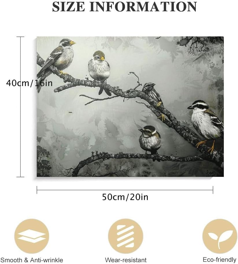 Bird Canvas Wall Art Black and White Tree Prints Painting 20x16 O632825