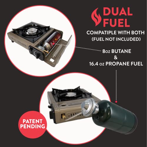 Propane or Butane Dual Fuel Portable Camping Stove with Carrying Case N959655
