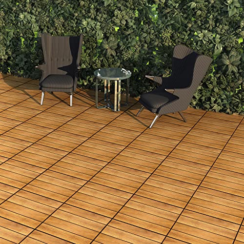 Acacia Interlocking Flooring Tiles, 12" x 12", Pack of 10, Indoor/Outdoor M2536