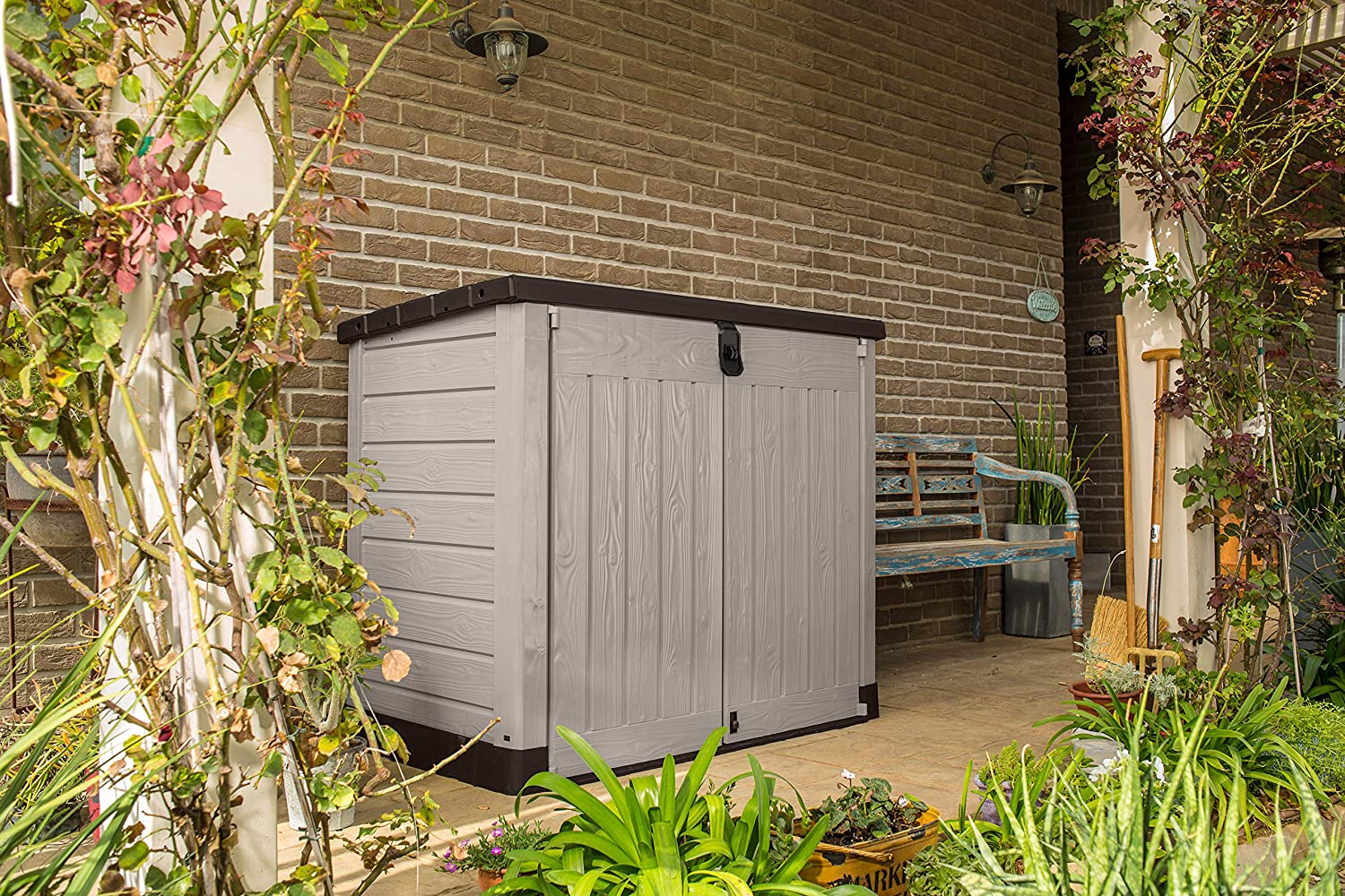 Outdoor Storage Shed, 155 x 82 x 155cm, Beige/Brown Z74010