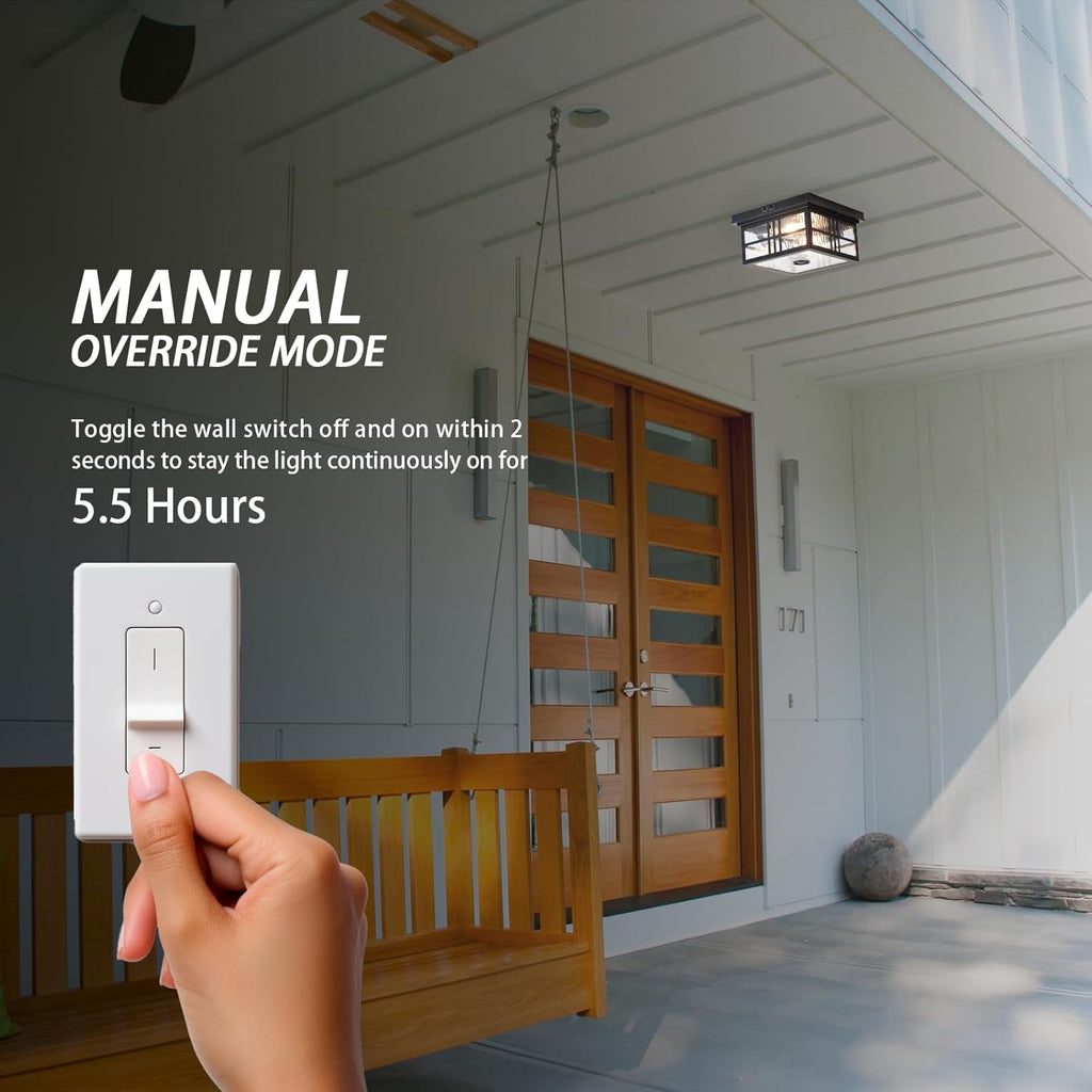Motion Sensor Outdoor Flush Mount Ceiling Light, Water Ripple Glass, 2-Light F241