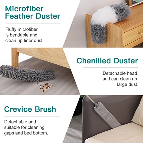 Microfiber Feather Duster Kit with Extendable Bendable Pole X902