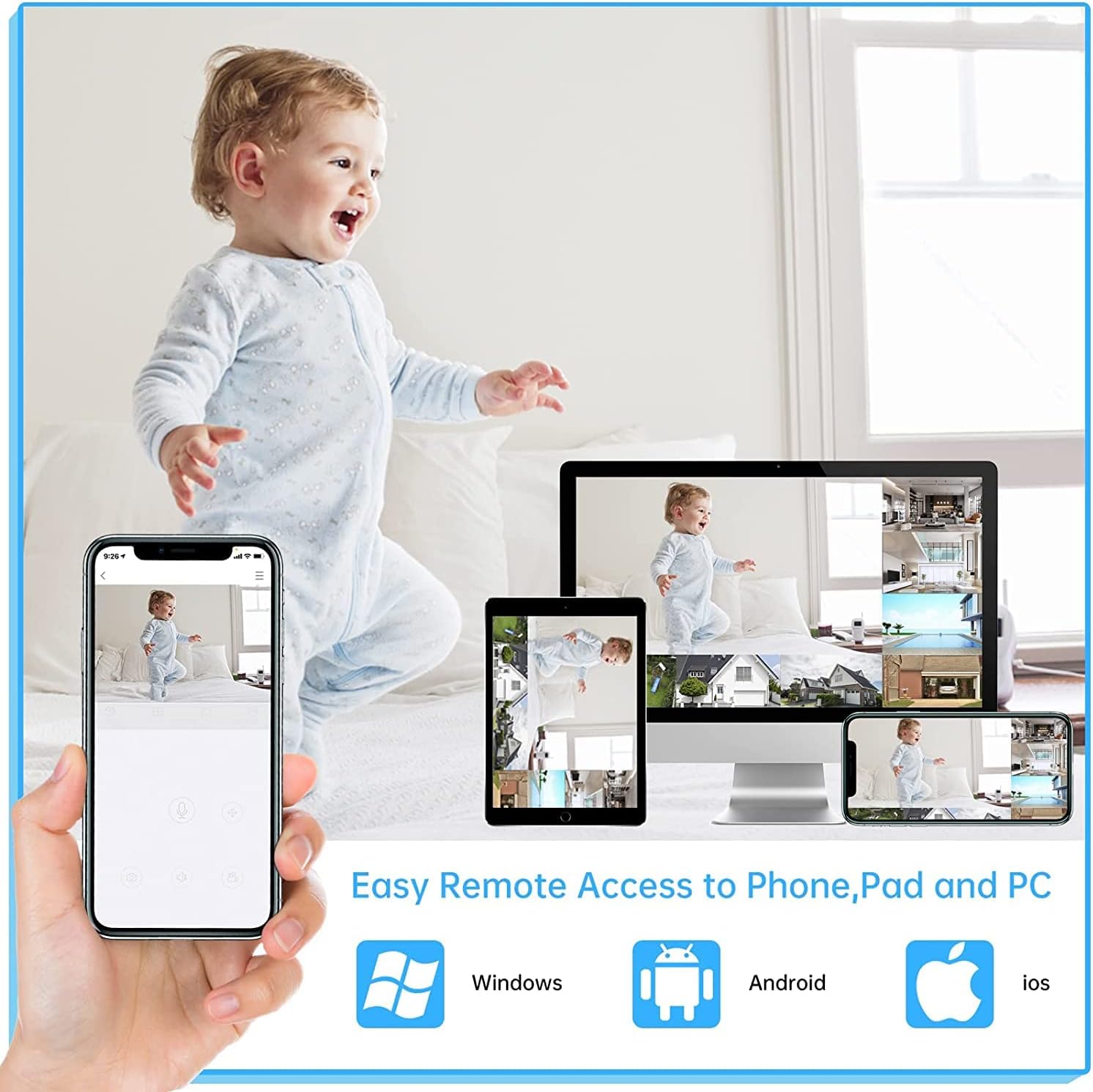 Wireless Security Camera System 8 Channel NVR with 4 Cameras, 1080P Night Vision D4383