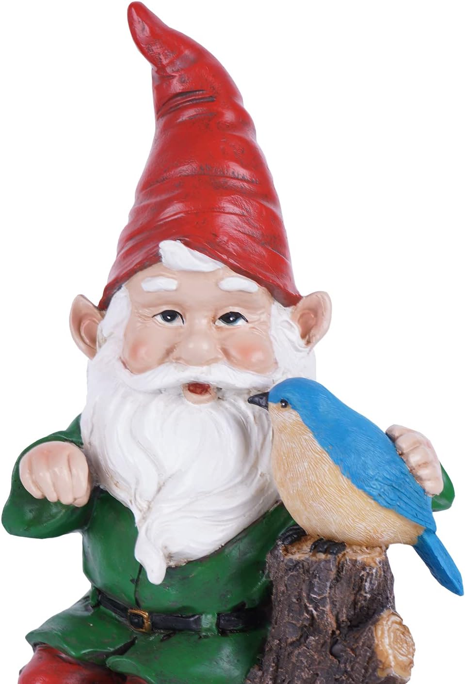 Outdoor Gnome Statue with Bird for Garden Patio Lawn Decor W262