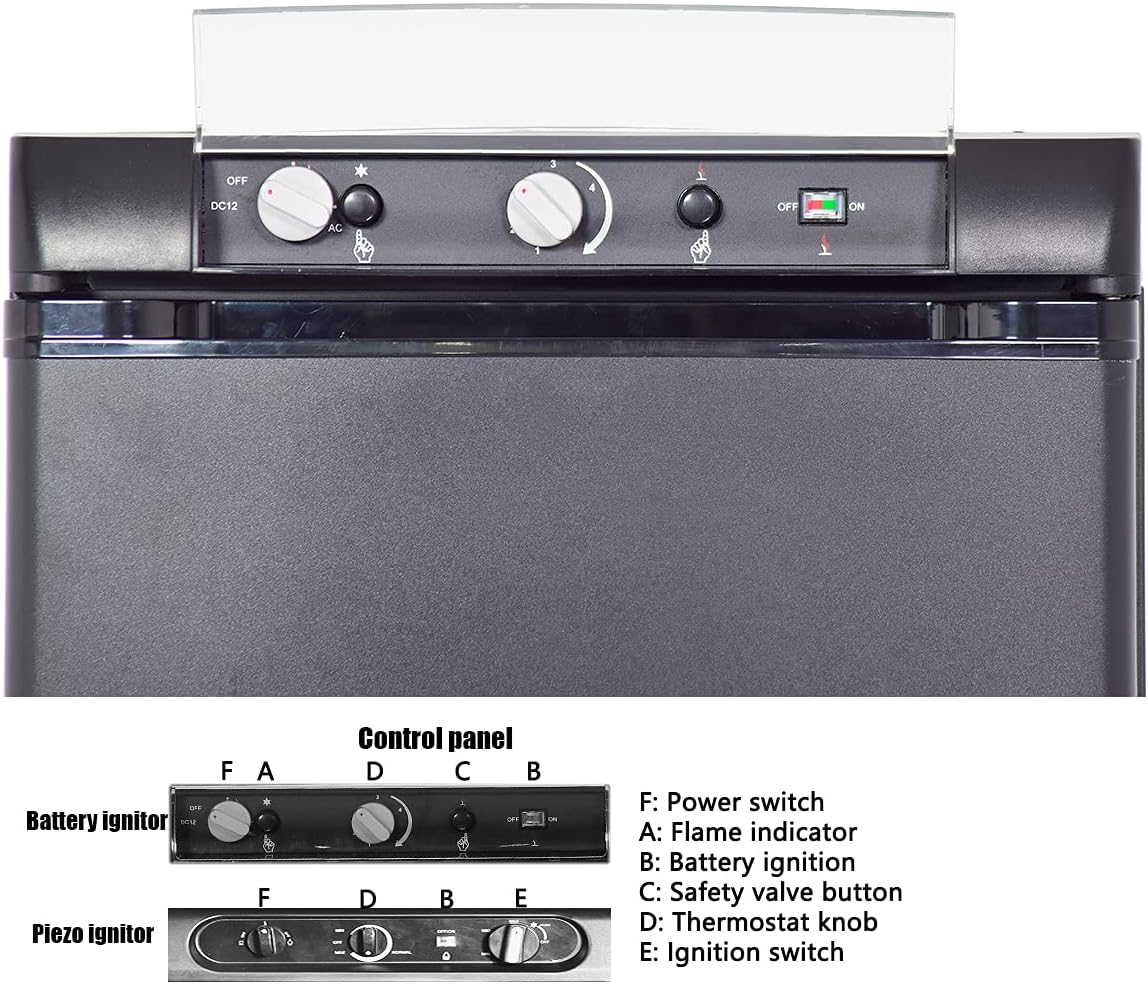 3-Way Fridge Propane Refrigerator 12V/110V/Gas 1.4 Cu.Ft Compact RV Cabin Camping Mini Fridge, Black L994344
