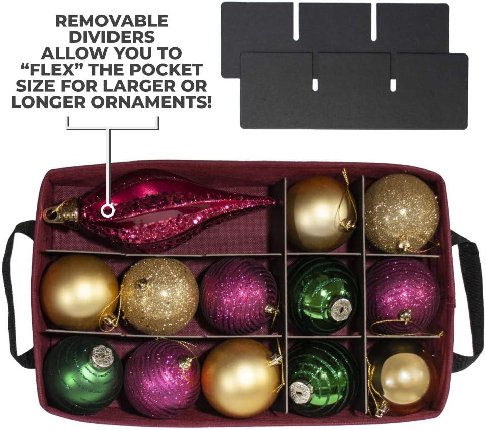 Christmas Ornament Storage Box with Adjustable Dividers and 4 Removable Trays M869