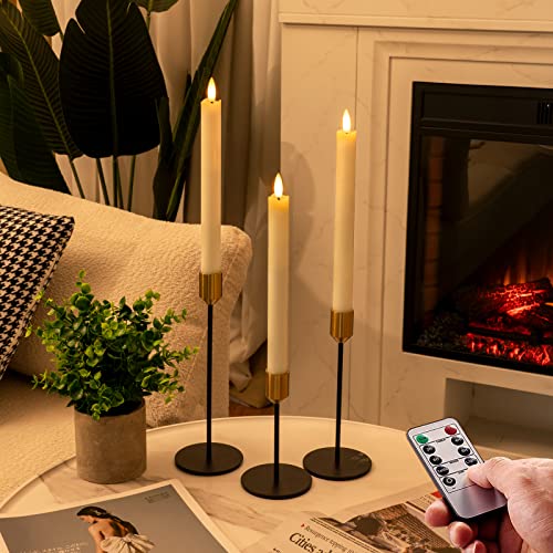 Flameless Taper Candles with Remote Timer, Battery Operated LED, 9.6 Inches M6611