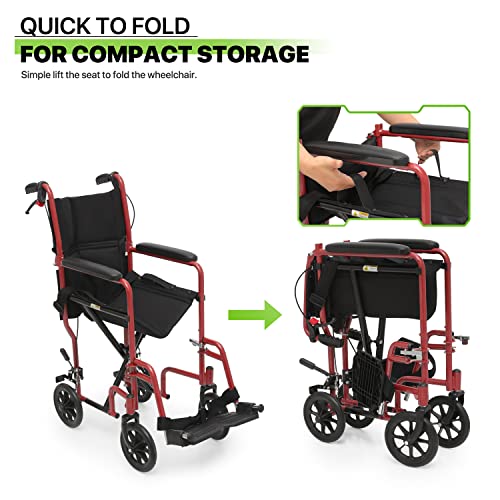 Wheelchair for Adults with Swing-Away Footrest, Foldable Lightweight, 16 Inch Seat F99219