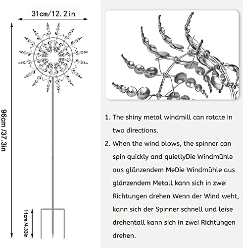 Stainless Steel Kinetic Wind Spinner Garden Stake Q460