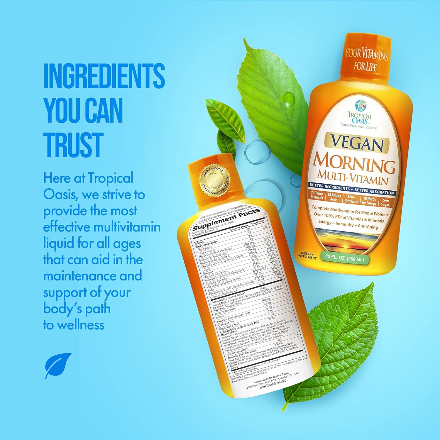 Vegan Liquid Multivitamins with Trace Minerals, 32 fl oz D93016