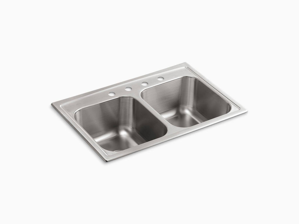 Kohler K-3847-4-NA Toccata 33x22 x 22x22 x 9-1/4x22 Top-Mount double-equal Kitchen Sink Stainless Steel