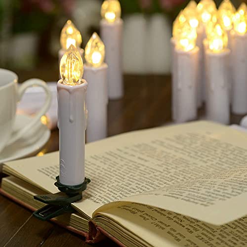 Battery Operated Taper Candle Lights with Remote, Timer, Warm White Flickering A5699