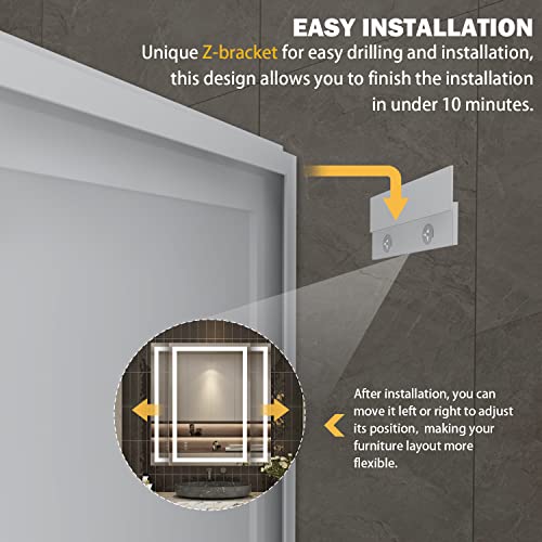 LED Bathroom Mirror with Front and Backlit, Anti-Fog, Dimmable N817039