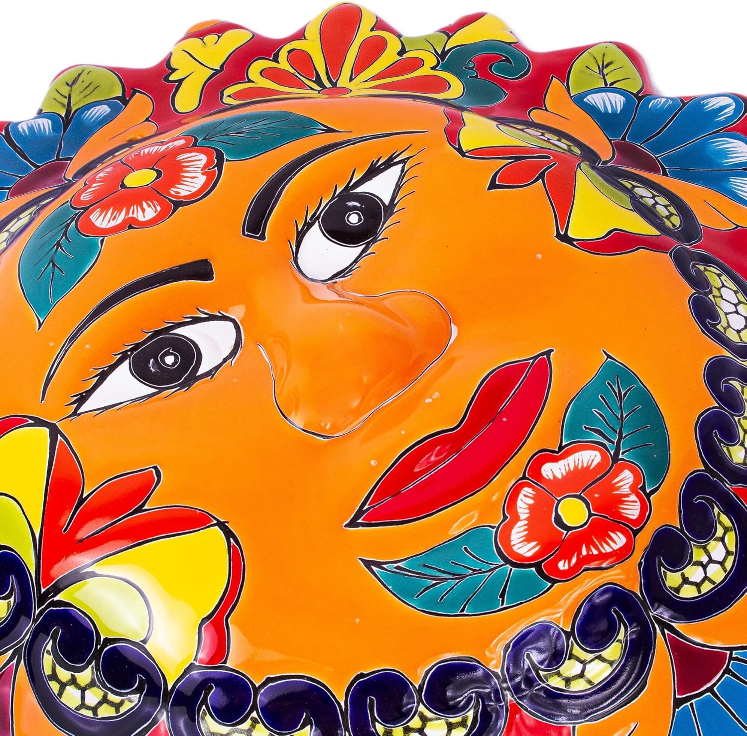 Handmade Ceramic Floral Sun Wall Plaque, Multicolor O852