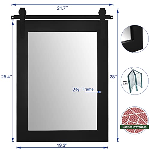 Farmhouse Rectangle Wall Mirror with Solid Wood Frame 28" x 22" Z840697