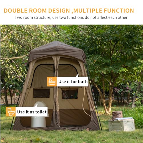 Oversized Camping Shower Tent with Floor Privacy Shelter U345