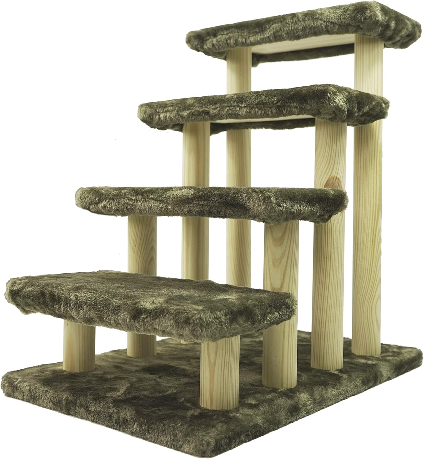 Wooden Pet Stairs 4-Step with Detachable Carpet for High Bed and Couch R67462