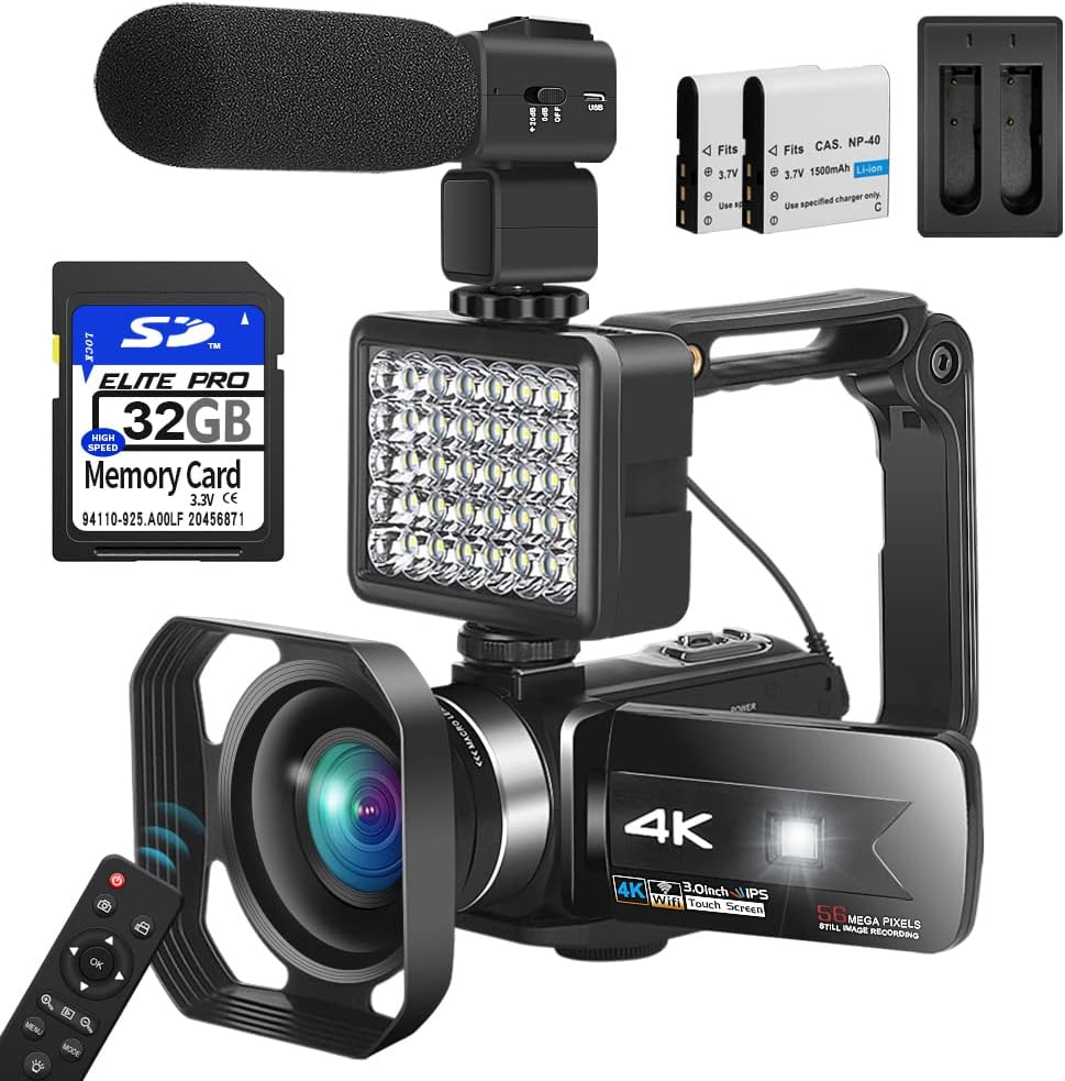 4K Camcorder with Microphone, 16x Digital Zoom and Touch Screen T22355