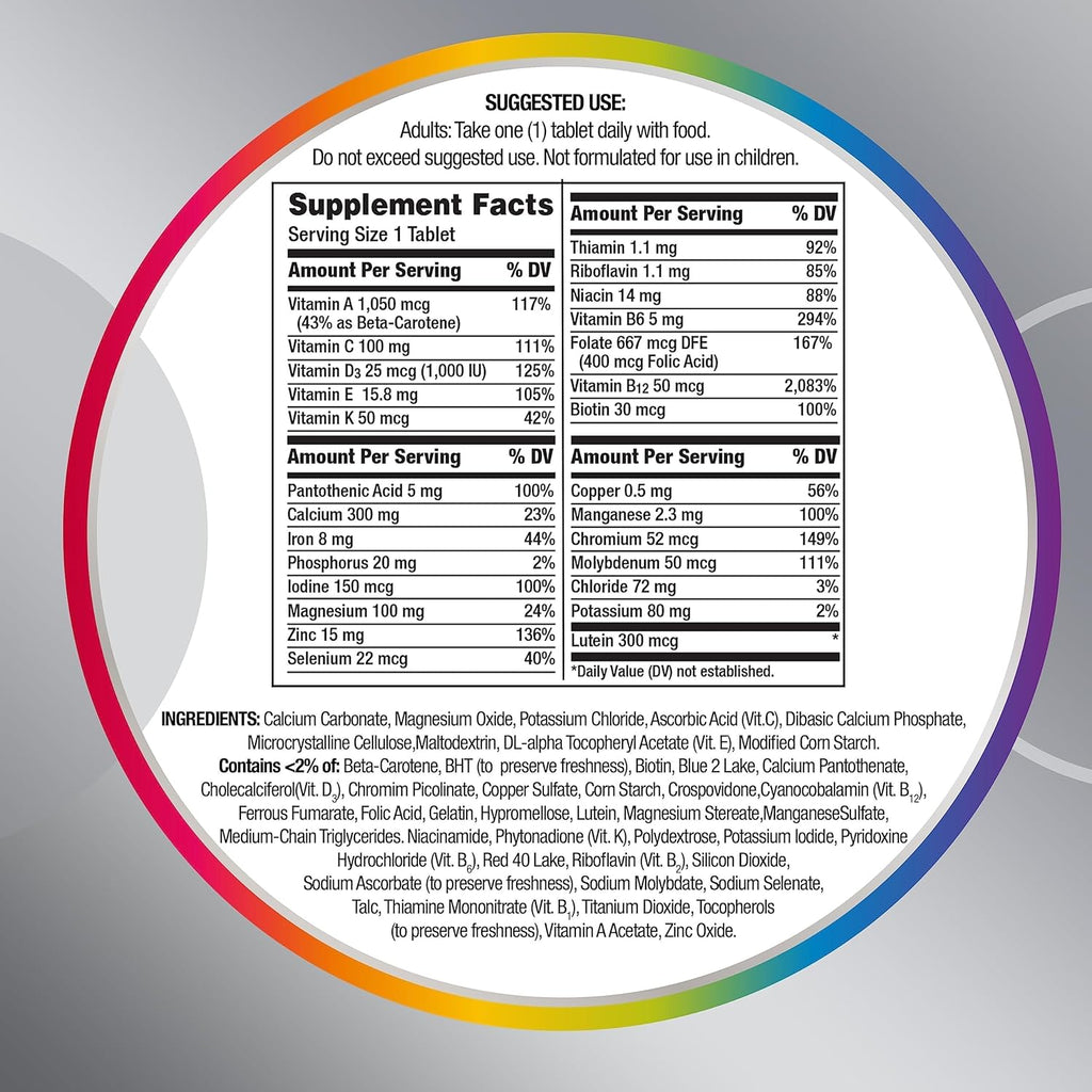 Women's 50 Plus Multivitamin Supplement with Vitamin D3 and B Vitamins, 200 Count V9705