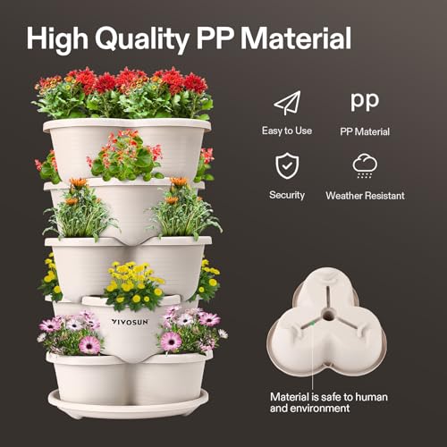 5 Tier Vertical Stackable Planter for Strawberries, Flowers, Herbs, Vegetables O51143