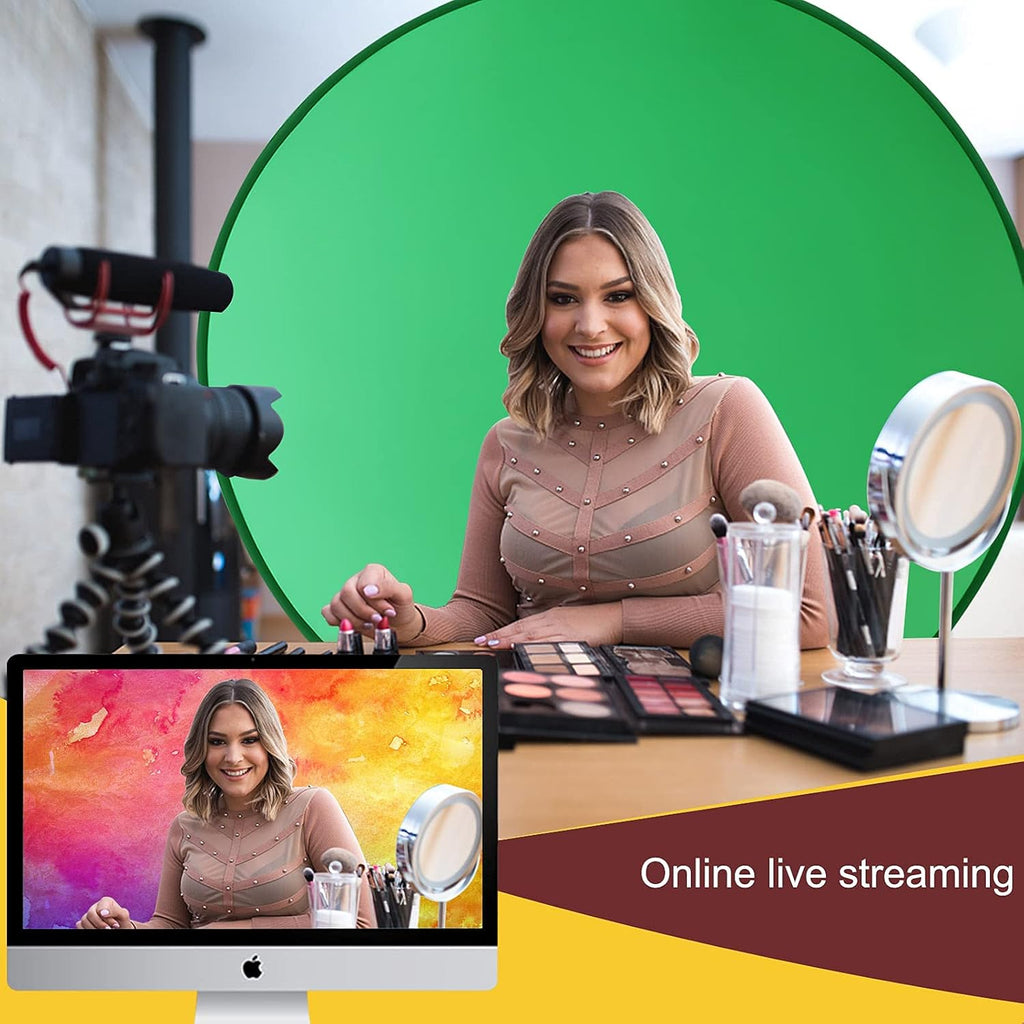 Portable Green Screen Backdrop 56'', Collapsible Webcam Background for Video Conferencing W683753
