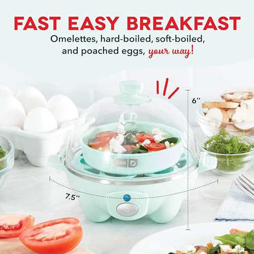 Rapid Egg Cooker for 6 Eggs, Hard Boiled, Poached, Scrambled, or Omelets, Auto Shut Off, Black G6815