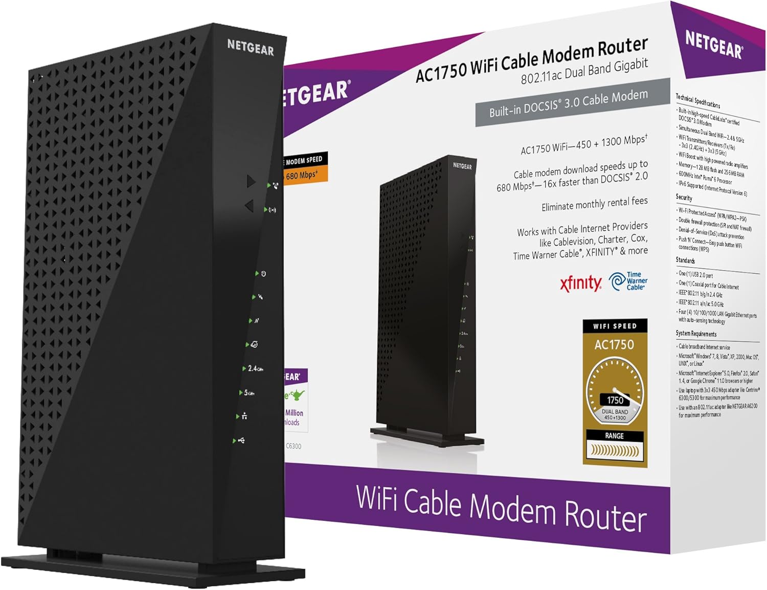 Cable Modem WiFi Router Combo, AC1900, DOCSIS 3.0, Up to 800Mbps Y224
