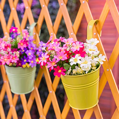 Metal Hanging Flower Pots for Garden Balcony Wall Decor with Detachable Hook (4 Pack) Q44836