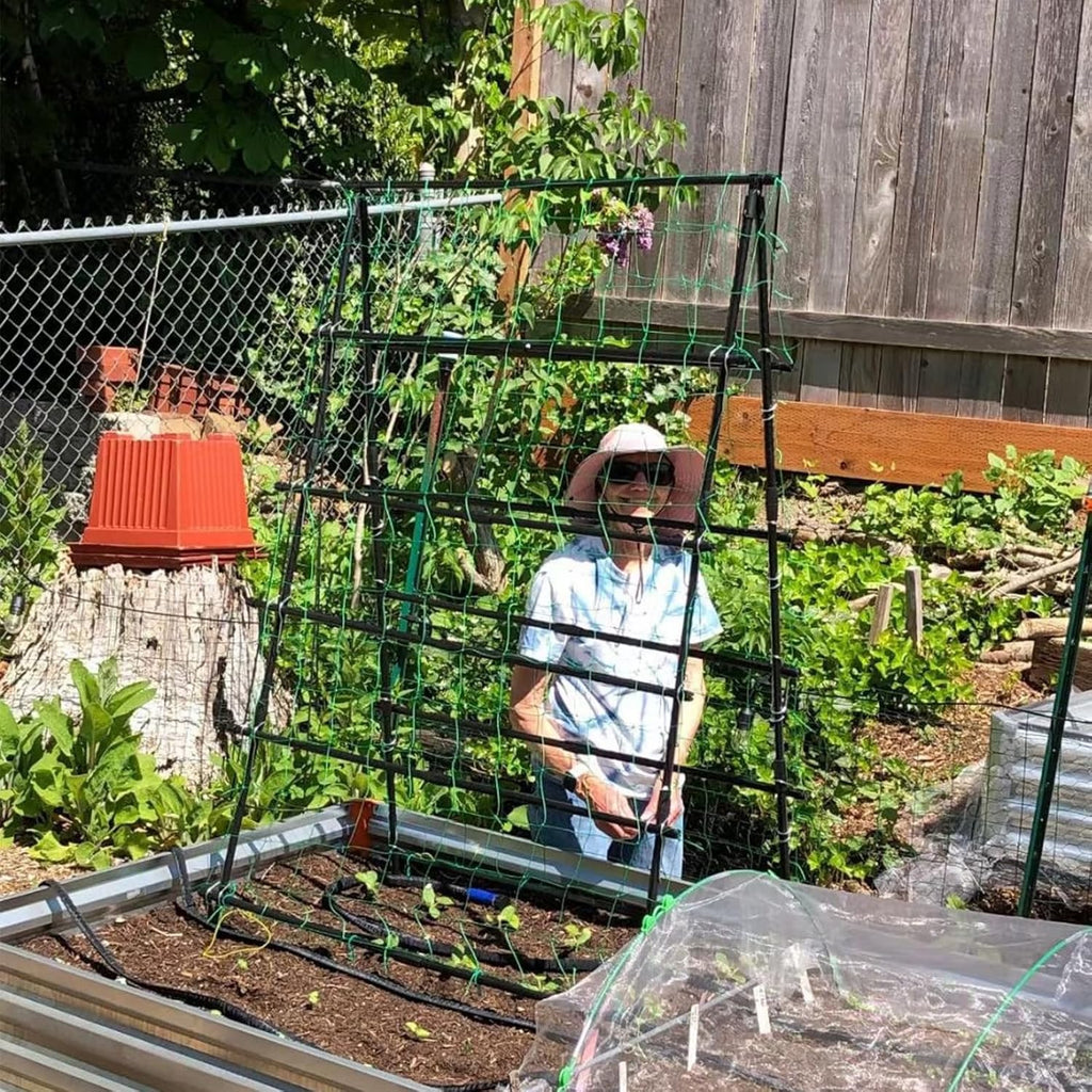 Cucumber Trellis A-Frame for Climbing Plants, Garden Grow Support with Plant Clips D5025