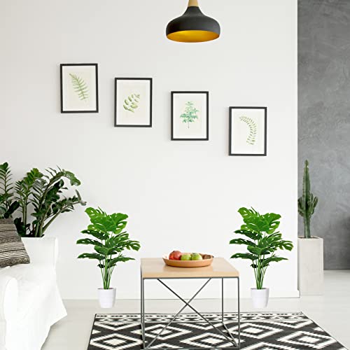 Set of 2 Artificial Areca Palm Plants in Pots, 32 Inch Fake Tropical Palm Trees L9885