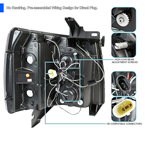LED Projector Headlights for Chevy Silverado 1500 2500HD 3500HD D657315