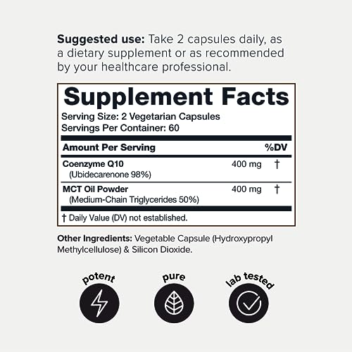 CoQ10 400mg Supplement with MCT Oil, 60 Veggie Capsules Q360366