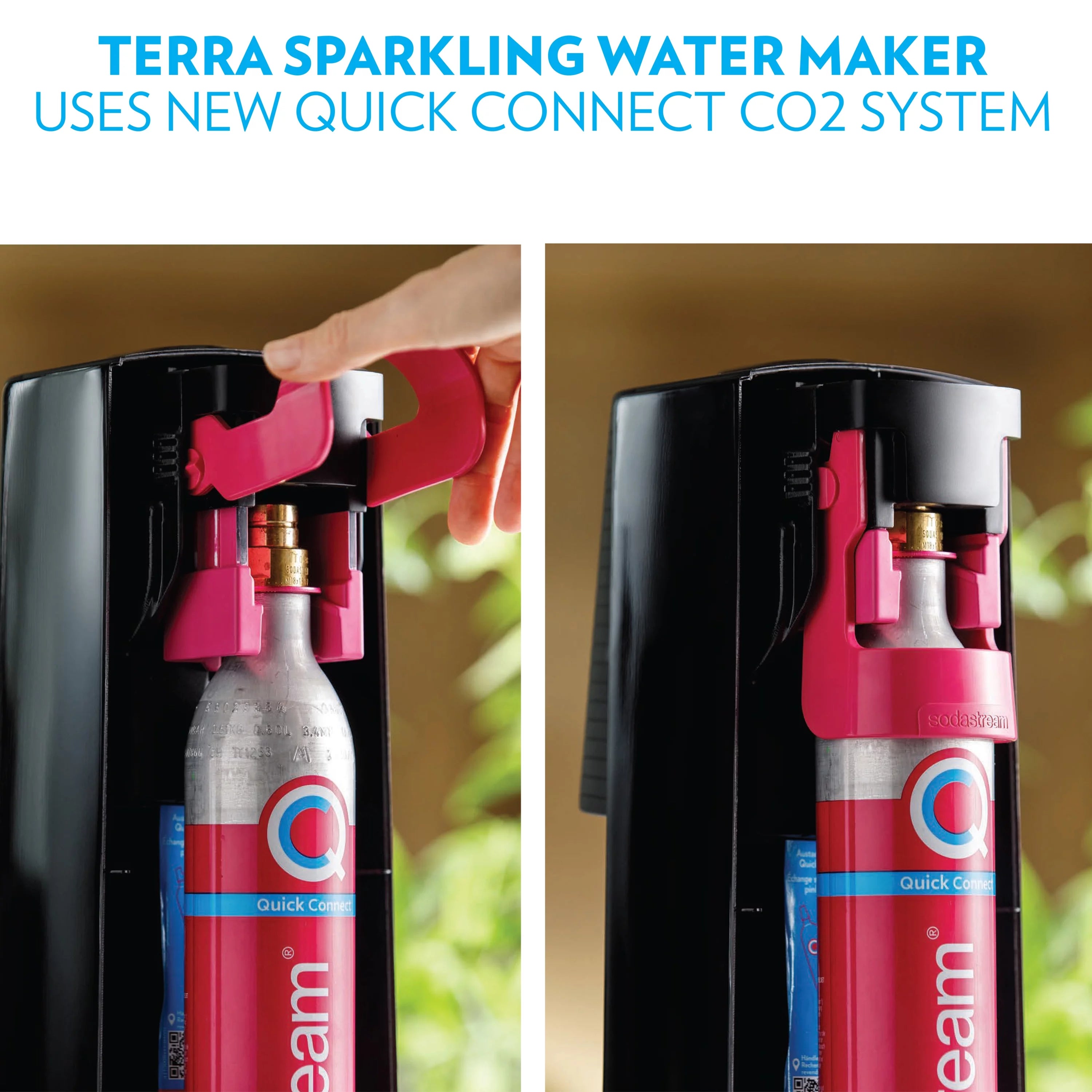 Sparkling Water Maker Bundle with CO2, 2 Bottles and 2 Flavoring Drops D470