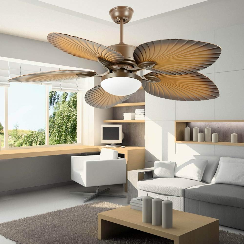 Tropical Palm Ceiling Fan with LED Light, 52 Inch T134
