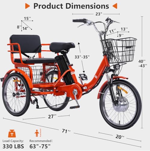 Adult Electric Tricycle 3 Wheel Bike Q8526