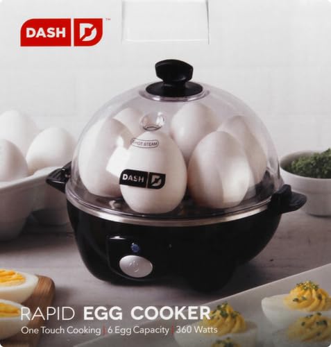 Rapid Egg Cooker for 6 Eggs, Hard Boiled, Poached, Scrambled, or Omelets, Auto Shut Off, Black G6815